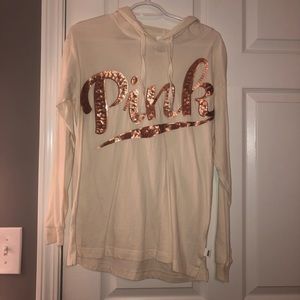 Cream PINK top with matte blush sequin lettering
